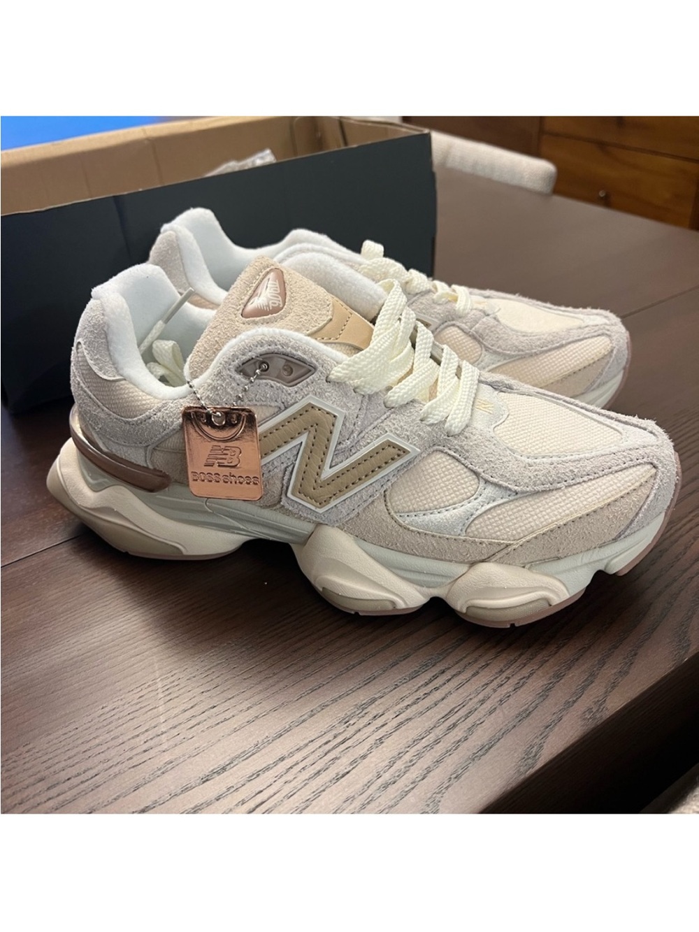 New Balance Neutral-Toned Chunky Sneakers in Cream & Beige
